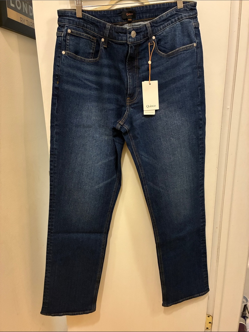 Quince Men’s Dark Blue Straight Jeans NWT